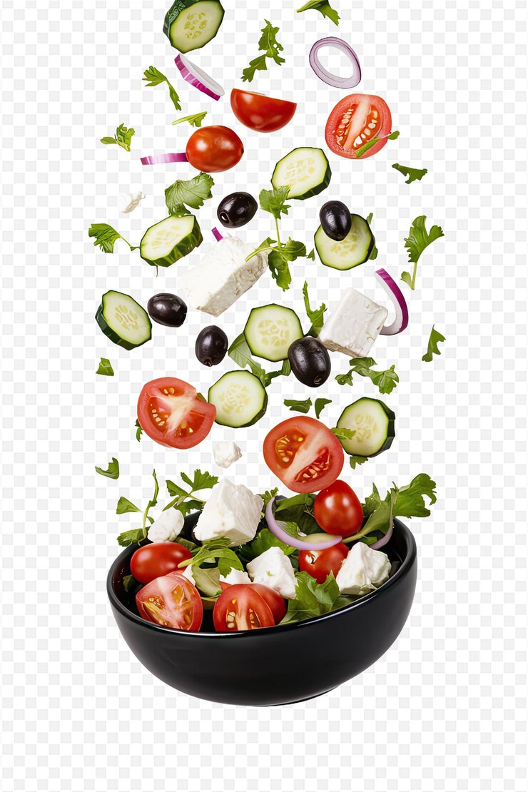 PSD un plato de verduras con los ingredientes para el aderezo de ensalada