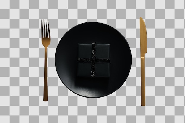Plato del Viernes Negro de Papua Nueva Guinea con regalo aislado sobre fondo blanco