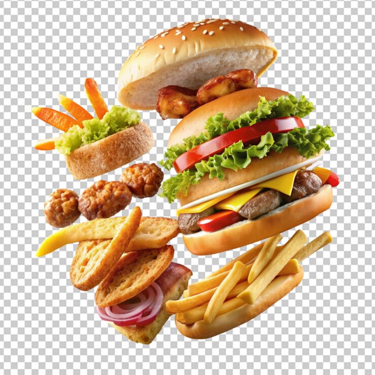 PSD platos de comida rápida voladores