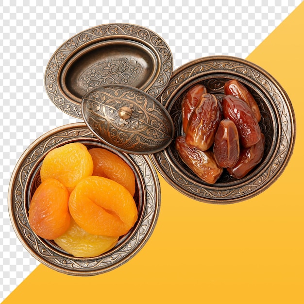 platos de dátiles y frutas