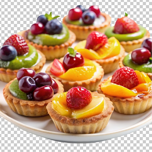 PSD platter of fruit tarts with glazed tops