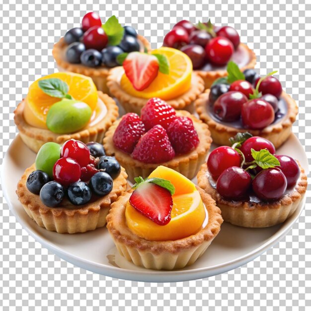 PSD platter of fruit tarts with glazed tops