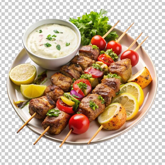 PSD platter of juicy kebabs grilled to perfection