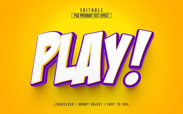 Play 3d Editable Text Effect PSD With  Premium Background