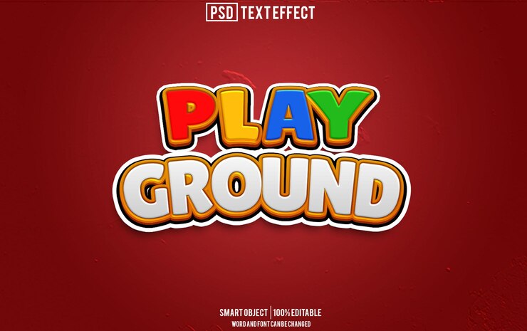 PSD play ground text effect font tipografia modificabile testo 3d