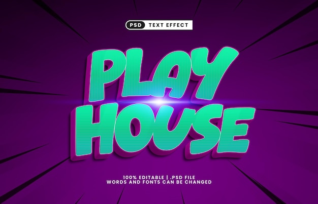 play house editable text effect with a kids and play text effect