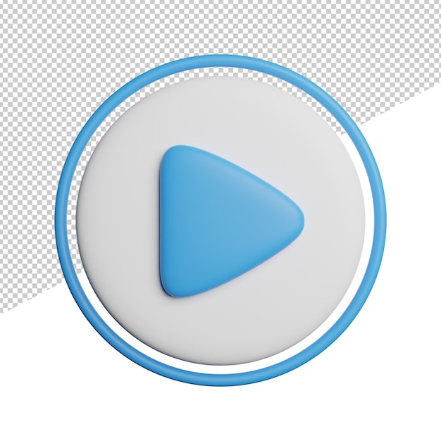 Play media icon sign vista frontal 3d rendering icono ilustración sobre fondo transparente