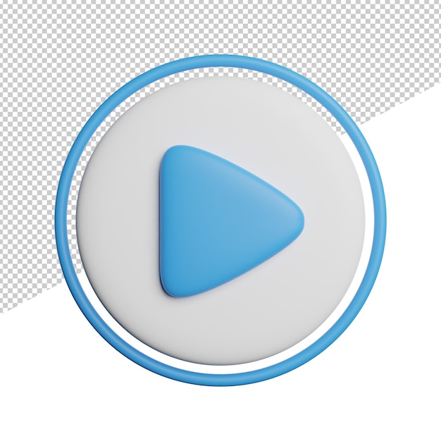 Play Media Icon Sign vista frontal 3d rendering icono ilustración sobre fondo transparente