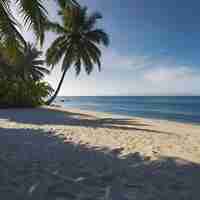 PSD playa con paisaje oceánico y palmeras