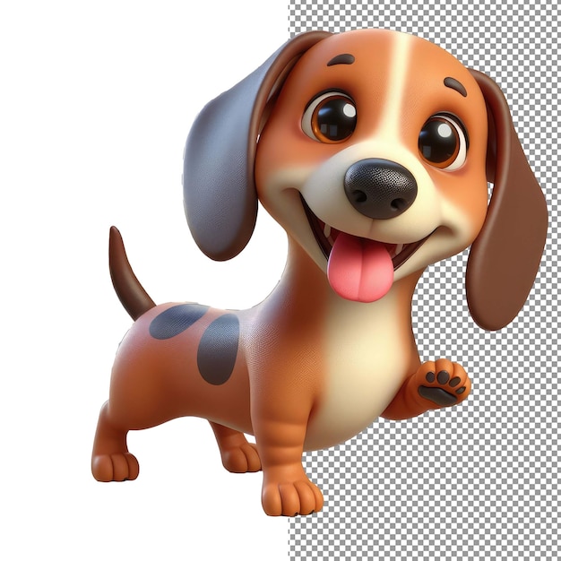 Playful Pooch 3D Cão Isolado em Fundo Transparente