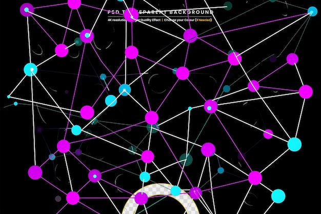 PSD plexo 3d con líneas y puntos de conexión en un fondo transparente