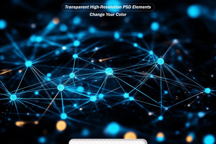 PSD plexo digital de líneas y puntos brillantes fondo abstracto conexión de partículas