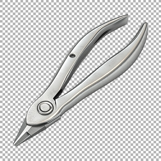 Pliers con mango de goma y puntas de metal plateado en un fondo transparente generado por Ai