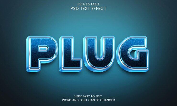 Plug 3d psd text effect