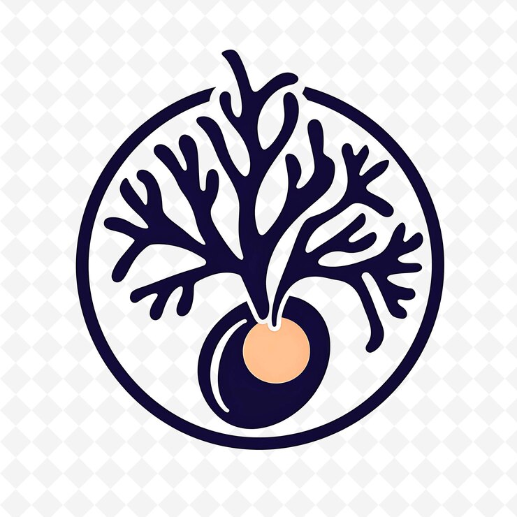 PSD plum lemonade logo with a plum and a jungle coral medal logo png tropical inspired drink designs