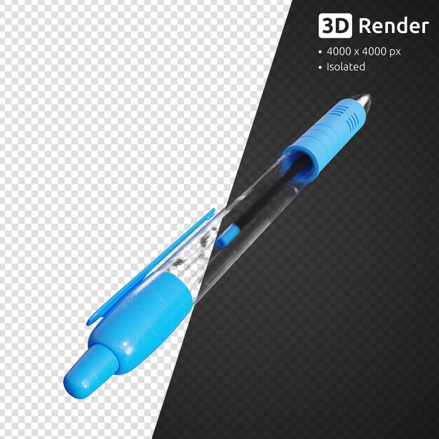 Pluma azul aislado render 3d