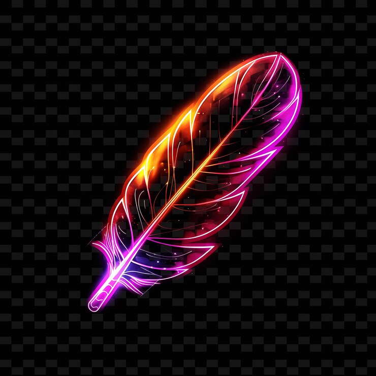 PSD una pluma brillante con la palabra pluma en ella