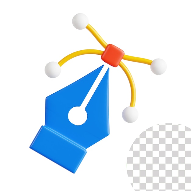 pluma, herramienta, 3d, ilustración