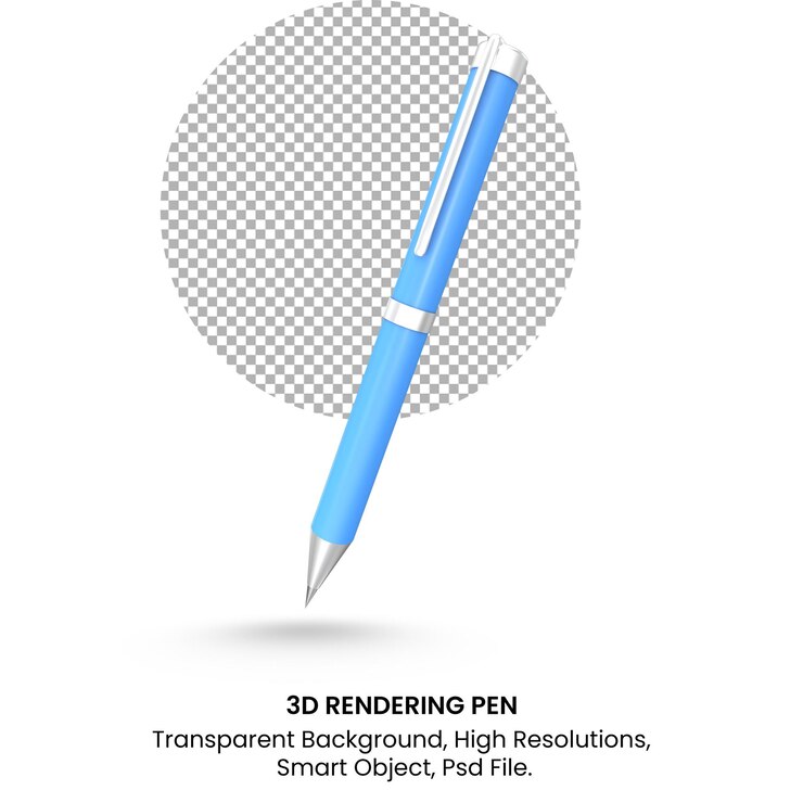 Pluma de negocios realista 3D sobre fondo transparente