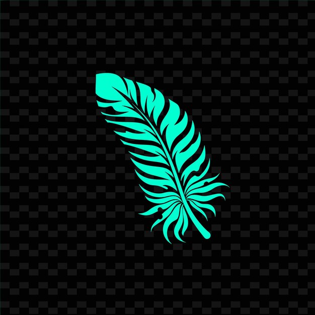 PSD una pluma verde con un patrón de la palabra pavo real en un fondo negro