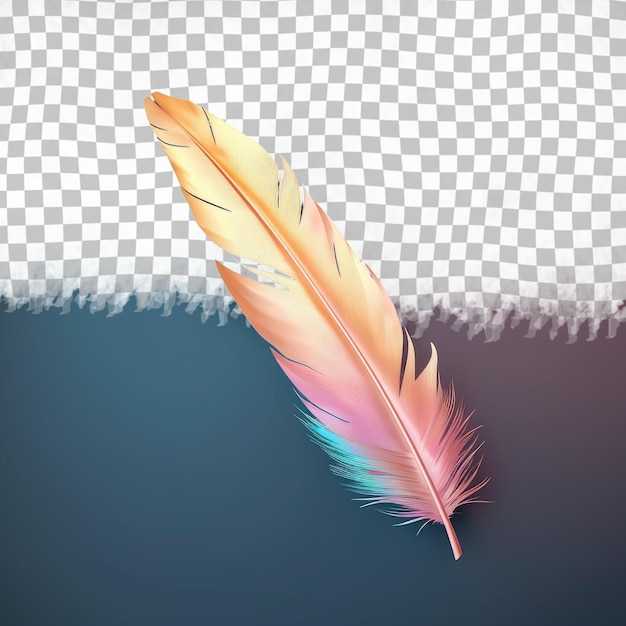 Una pluma vibrante baila en el cielo contra un fondo transparente
