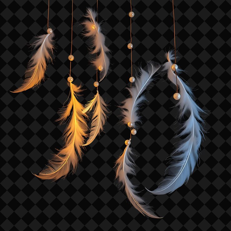 PSD plumas flotantes y perlas relucientes las plumas revolotean suavemente como el neón