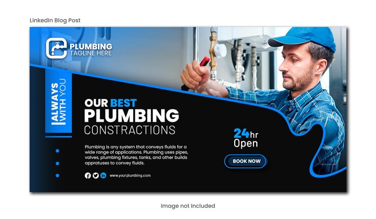 PSD plumbing linkedin update blog post psd template