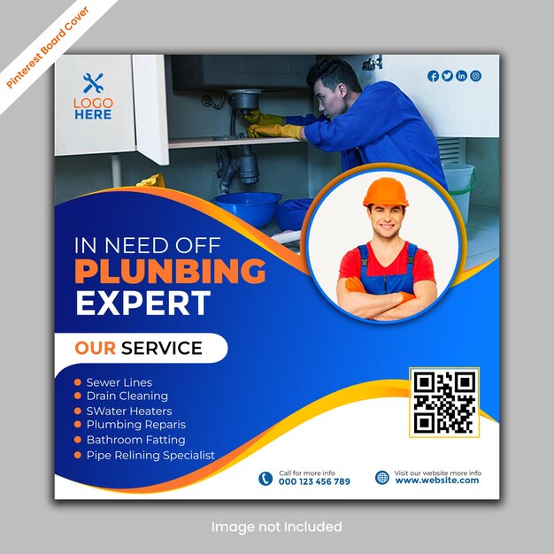 PSD plumbing pinterest board cover psd temporário