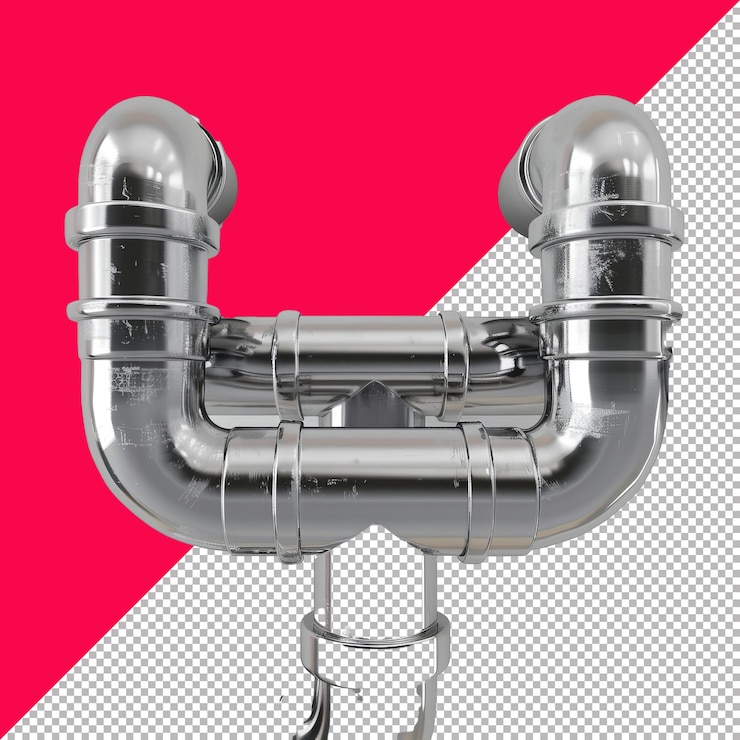PSD plumbing pipes 3d isolated render transparent background png psd