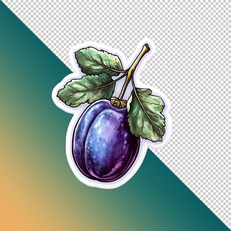 PSD plume à l'aquarelle dessinée à la main avec des feuilles et des fruits frais