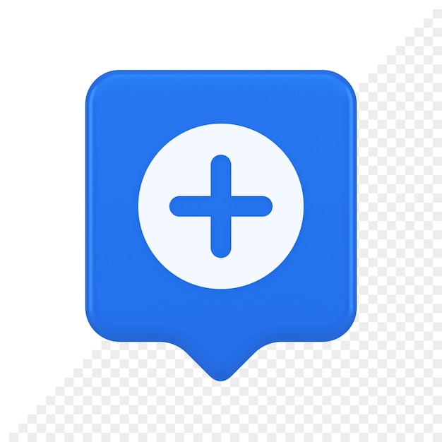 Plus ajouter un bouton symbole d'addition mathématique icône de bulle de dialogue réaliste 3d