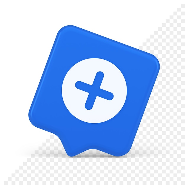Plus ajouter un bouton symbole d'addition mathématique icône de bulle de dialogue réaliste 3d