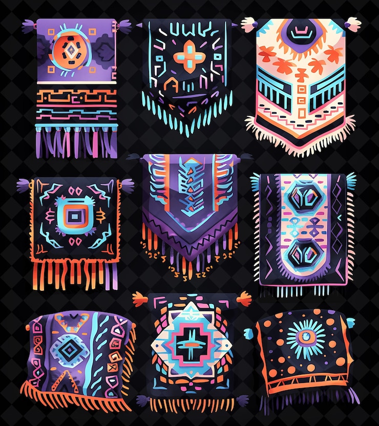 PSD plush throw blanket 8 bit pixel con fringe y pompoms con png colección de diseño único y2k
