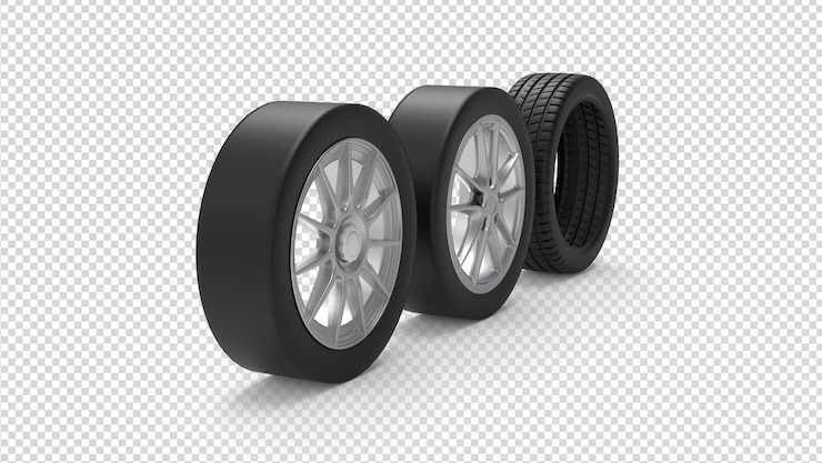 PSD pneus en métal foncé psd entièrement isolés avec fond transparent