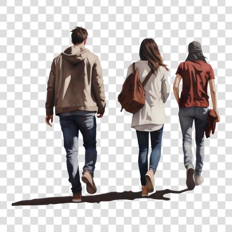 PSD png 3 pessoas calçados de caminhada adulto fundo branco