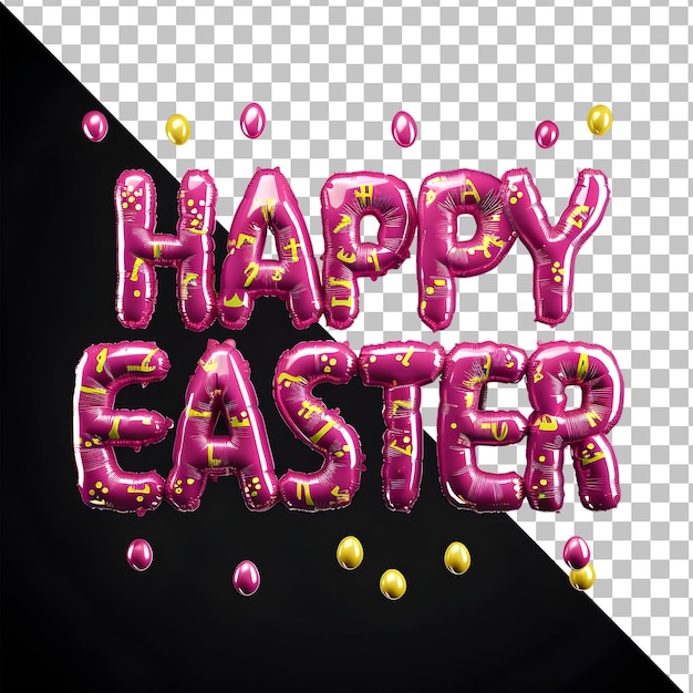 PNG 3d colorido globo de papel de Pascua texto editable para el diseño Feliz publicación de Pascua en las redes sociales