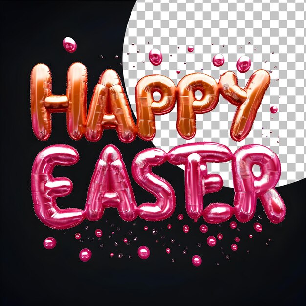 PNG 3d colorido globo de papel de Pascua texto editable para el diseño Feliz publicación de Pascua en las redes sociales