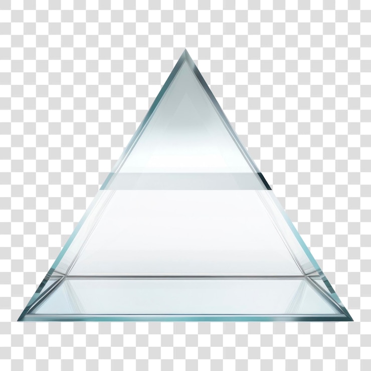 PSD png 3d estilo de vidrio transparente de pirámide fondo blanco iluminación de simplicidad