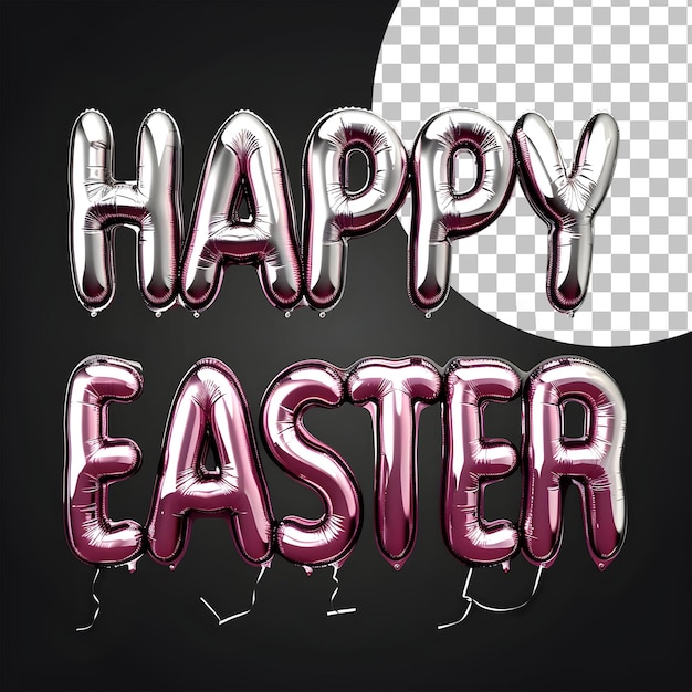 PNG 3d texto de Pascua con fondo transparente de globos de letras sobre la feliz celebración de Pascua