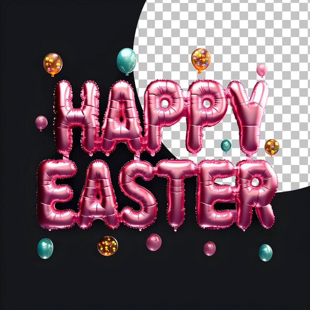 PNG 3d texto de Pascua con fondo transparente de globos de letras sobre la feliz celebración de Pascua