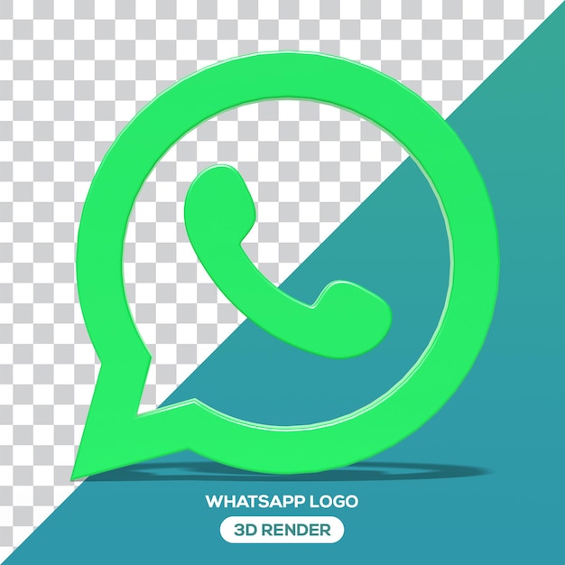 PNG 3D Whatsapp Logo Front Angle Isolado Render Meta Icon para mídias sociais Renderização 3D