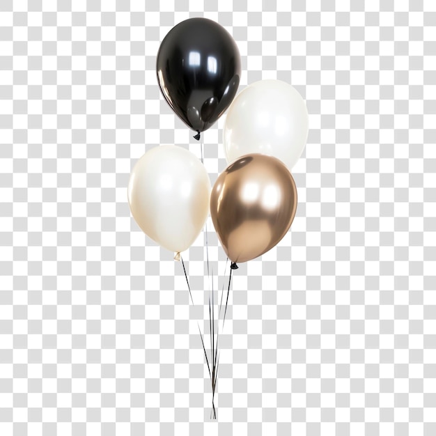 PNG 4 Ballons metallisch schwarz-weiß