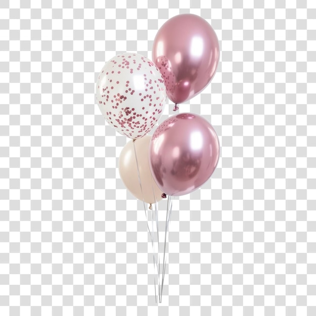 PNG 4 globos blanco de fiesta de color rosa