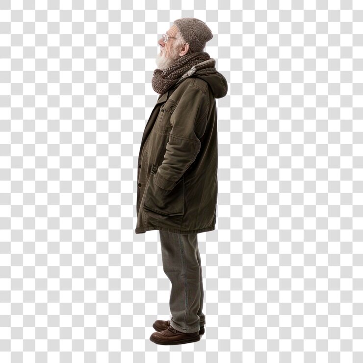 PSD png abrigos para personas de edad avanzada, calzado de pie