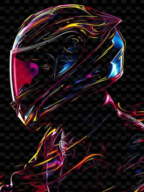 PSD png adesivo de fita de motocicleta com imagens de bicicletas e capacetes edgy creative neon y2k shape decorative