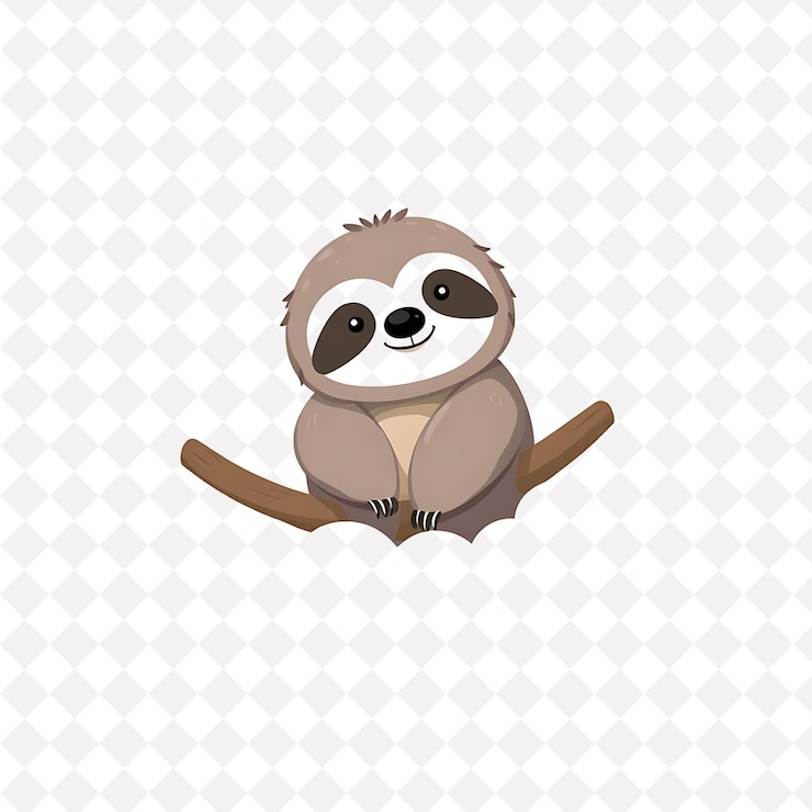 PSD png adorabile pigro con forme di nuvola collocate a caso sognante pastello colore carino disegno animale carino