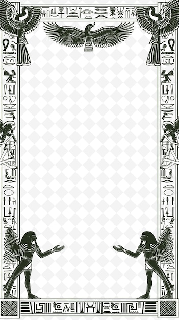 PSD png ägyptische rahmenkunst mit hieroglyphen und ägyptischen göttern dekoration illustration rahmenkunst dekoration