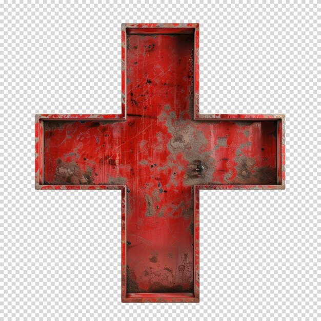 PSD png aislado de signo rojo médico en fondo transparente para el día mundial de la cruz roja y la media luna roja