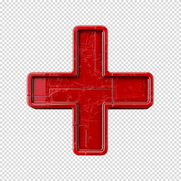 PSD png aislado de signo rojo médico en fondo transparente para el día mundial de la cruz roja y la media luna roja