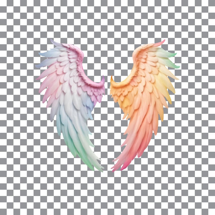 PSD png alas largas coloridas con fondos transparentes para proyectos creativos